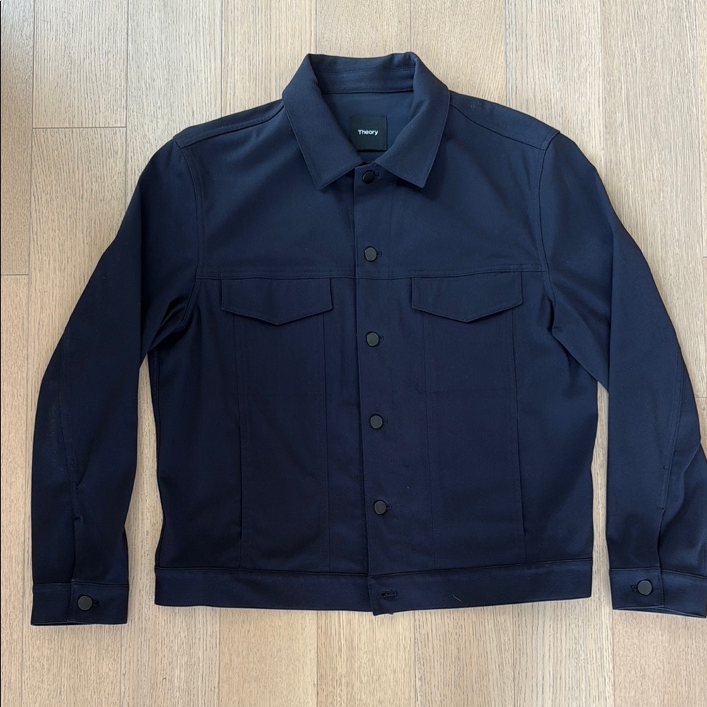 Theory Blue Lightweight Trucker Jacket Neoteric Twill
